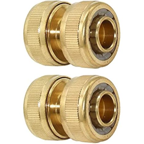 Réparateur de Tuyau d'arrosage 19 mm (3/4 Pouce) en Laiton, Raccord de Tuyau de Descente, Solution Rapide Extension du connecteur, réparation Rapide(2PACK (1/5)