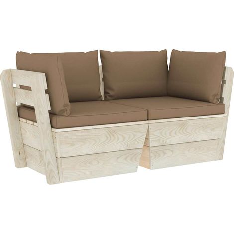 Maison Exclusive - Garten-Palettensofa 2-Sitzer mit Kissen Fichte (1/5)