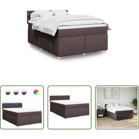 vidaXL Surmatelas -  Sommier à lattes de lit avec matelas Marron foncé 140x190 cm (1/5)