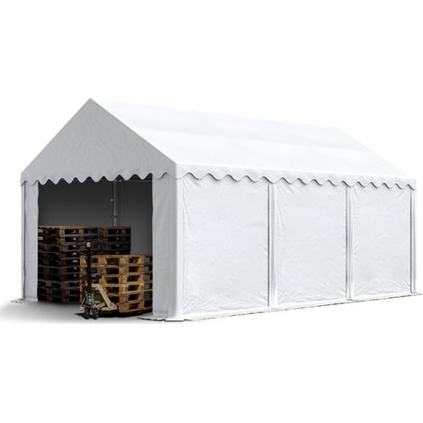 TOOLPORT Tendone deposito 4x6 m PVC 700 N bianco impermeabile tenda capannone tenda di stoccaggio
