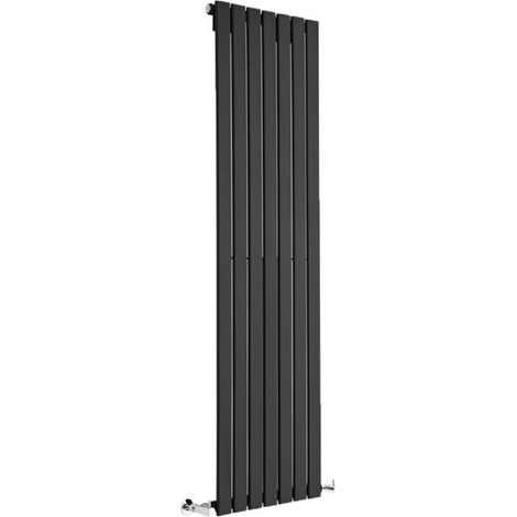 Milano Alpha Black Vertical Column Single Flat Panel Radiator - 1600mm x 490mm (1/4)