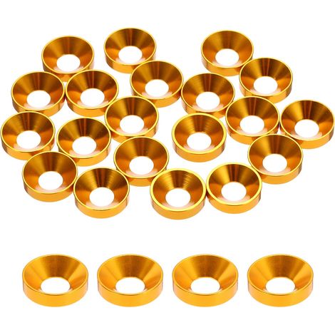 20 Pièces Rondelles à Tête Fraisée, Rondelles de Tasse M6 x 13.8 mm, Rondelle Fraisée, Rondelle Boulon En Aluminium Pour vis à tête, tige filetée, Accessoires, Arbre doré (1/5)