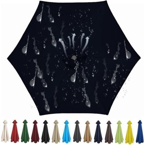 Parasol de rechange pour parasol d'extérieur à 8 baleines, tissu polyester (250 cm, noir) (1/5)