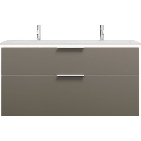 burgbad Eqio double lavabo en fonte minérale, meuble sous-lavabo