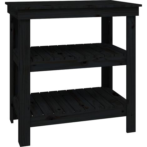 vidaXL Banco de trabajo Negro 78,5 x 50 x 80 cm Madera de Pino Maciza (1/2)