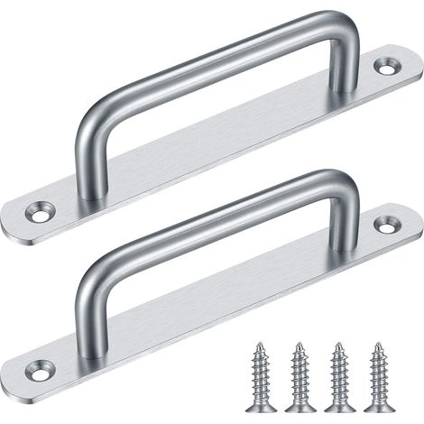 2 Poignées Porte Grange Acier Inox avec Plaque M (1/5)