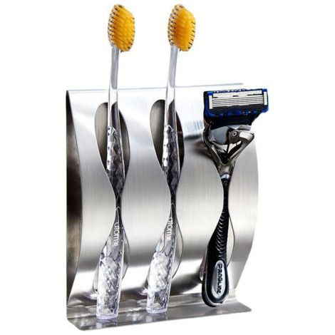 LAN Porte-brosse à dents mural haut de gamme, support de rangement pour rasoirs en acier inoxydable, support auto-adhésif pour brosse à dents, organisateur ou accessoire de salle de bain (1/5)
