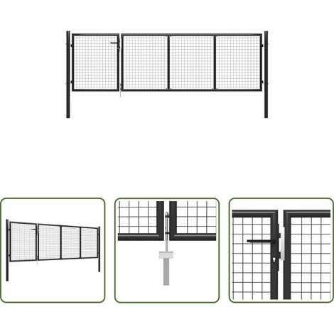 vidaXL Portail en acier -  Portail de jardin en acier 350 x 75 cm anthracite (1/5)