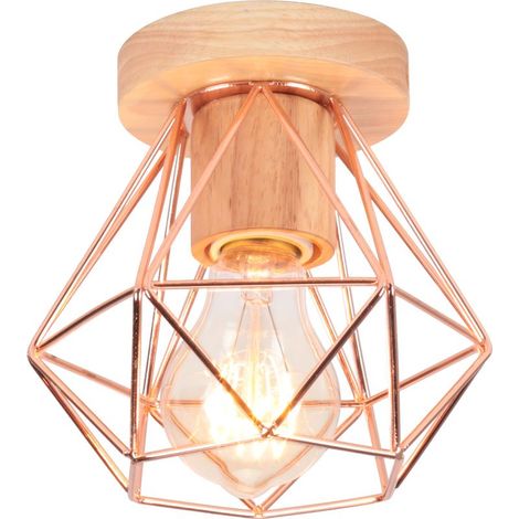Lampe De Plafond Moderne Plafonnier Cage En Métal Luminaire Plafonnier Rétro Intérieur Or Rose Pour Couloir Bar Club (1/5)