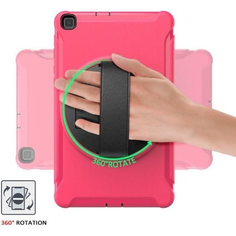 Housse Samsung Galaxy Tab A 8.0" 2019 Coque (SM-T290 -SM-T295), 360° Rotation Support Protection Coque [avec Dragonne] - Rose (1/4)