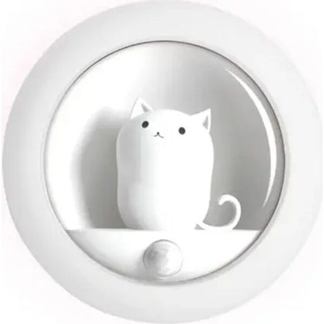 Capteur LED Veilleuse Mignon Chat Chambre Atmosphère Lumière USB Cabinet Applique Smart Home Éclairage Chambre Ornements Blanc (1/4)