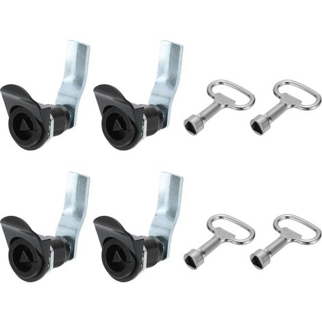 Triangle Serrure à came, 4 Paquet Tubular Cabinet Tiroir Serrure 1-1/4" Cylindre Longueur Adapté jusqu'à 1-1/16" Épais Panneau avec Petit Clés pour Électrique Cabinet Eau Mètre (1/5)