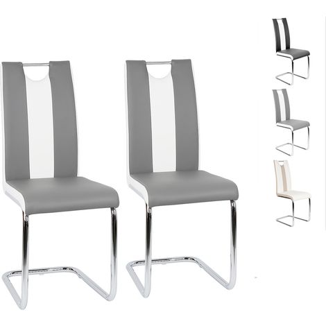 Hofuton Lot de 2 Chaises pour Salle à Manger - Gris Blanc (1/5)