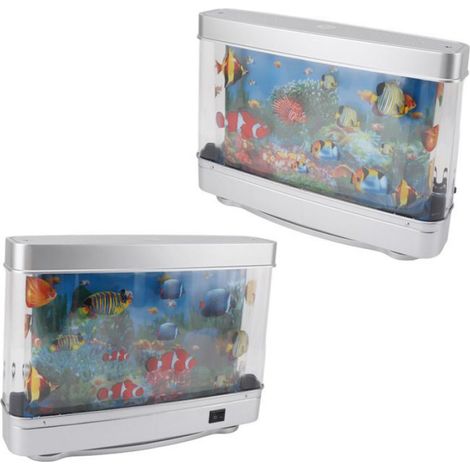 Lampe Aquarium - Fausse Lampe Décorative LED avec Effet Nage Poisson - Veilleuse Intérieure Bureau Chevet - 31 x 22,5 cm - 810 g (1/5)