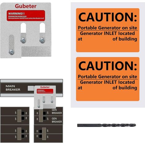 Kit d'interverrouillage de générateur compatible avec les panneaux Square D QO ou Homeline 150 ou 200 ampères. Espacement de 1 3/8 pouces entre le disjoncteur principal et le disjoncteur du générateur (1/5)