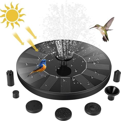 Jsdoin Fontaine Solaire Exterieure de Jardin, Pompe avec 7 Buses Abreuvoir Oiseaux Exterieur, Bains d'oiseaux, Etangs,Patio,Décoration de Jardin (1/5)