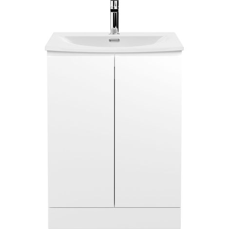 Hudson Reed Urban Floor Standing 2-Door Vanity Unit with Basin 4 Satin White - 600mm Wide (1/5)