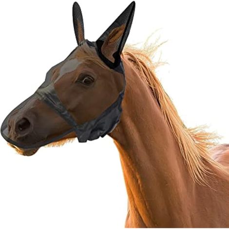 Masque anti-moustiques pour chevaux, masque intégral pour chevaux, masque respirant et confortable, accessoires d'équitation (1/5)