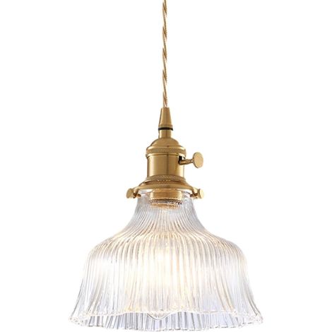 Suspension Moderne Verre Fleur Transparent, E27,Corde en chanvre réglable 1,5 m, interrupteur rotatif, no ampoule incluse, idéale pour cuisine (1/5)