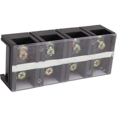Bornier à vis double rangée haute intensité avec couvercle en polycarbonate pour distribution d'alimentation d'éclairage 200 A 600 V 4 positions (2004)