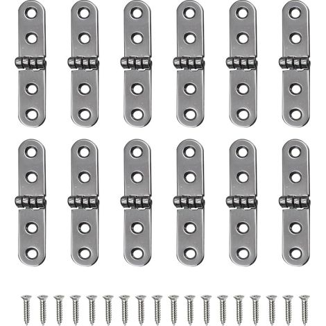 Charnière argent 12 pièces + 48 vis, pour portes, placards, boîtes en bois, rangement, coffre. (1/5)