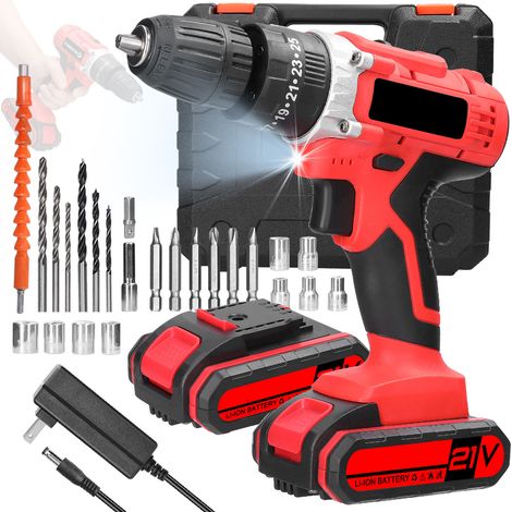 21V Electric Drill Set Multifunctional Stepless Adjustable Power Screwdriver Set (1/4)