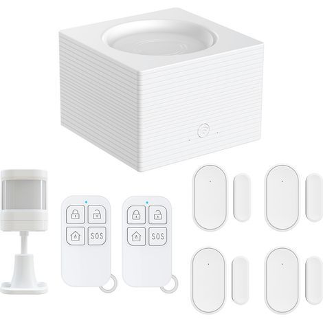 TY APP Wireless WiFi Smart Home Alarm System with Remote Control, 8-Piece Kit, Door/Window Sensor, PIR Motion Sensor, Supports 11 Different Languages for Security (1/4)
