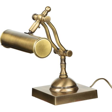 Schreibtischlampe Messing massiv verstellbar E14 26 cm Bankerlampe Tischleuchte