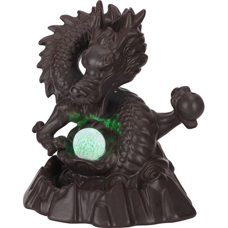 Brûleur à contre-courant en céramique, lampe LED décorative, dragon porte-bonheur, ornement moderne pour maison, décoration zen, cadeau original. (1/5)