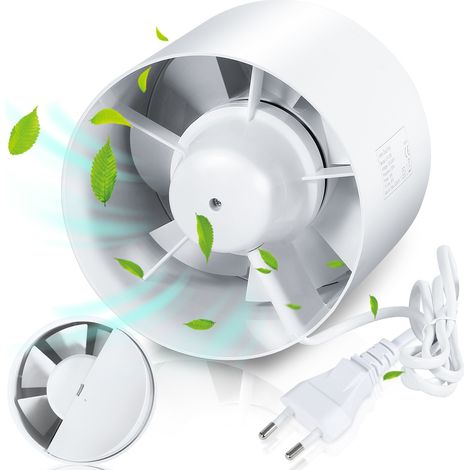 Randaco Rohrventilator Kanallüfter Inline-Abluftventilator 100 mm,130 m³/h, Leise Rauchabzug Rohrlüfter Kanalventilator Badlüfter Für Bad, WC, Küche, Gewächshaus, Zelt, Garage