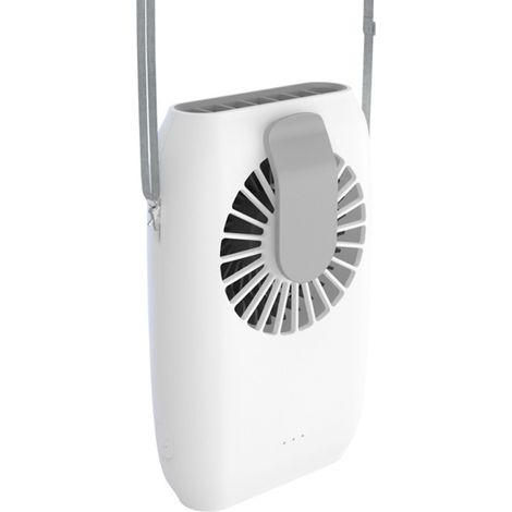 Ventilateur de cou suspendu – Batterie externe, rechargeable, 3 vitesses – Maison, bureau, sport, plein air