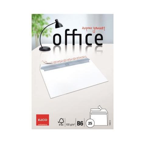 ELCO Briefumschlag ELCO Office DIN B6 176 x 125 mm (B x H) ohne Fenster 100g/m² mit HaftklebungPapier hochweiß 25 St./Pack. (1/4)