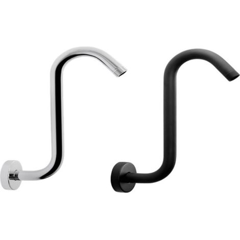 Bras d'extension pour pommeau de douche à fixation plafond 11,8 pouces avec bride, support en acier inoxydable résistant à la rouille (noir) (1/5)