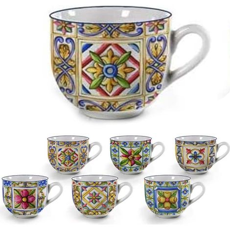Tazza Caffe Porcellana Mediterr. Pz 6 Passionecasa