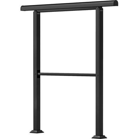 Garde-corps d'escalier 2-3 marches, 94cm, rampe inclinable réglable, métal noir, usage intérieur et extérieur (1/5)