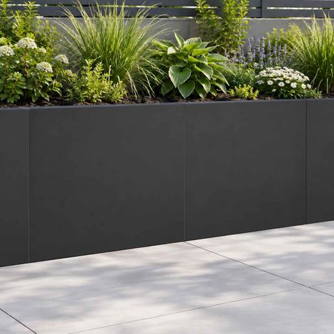 vidaXL Muro di contenimento 2 pz 40 x 12 x 50 cm Acciaio Nero