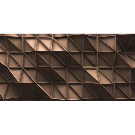 Papier peint panoramique design beige, marron & noir | Tapisserie panoramique trompe l'oeil géométrique | Papier peint panoramique 3D pour salon - 250 x 500 cm (5 pièces) (1/2)