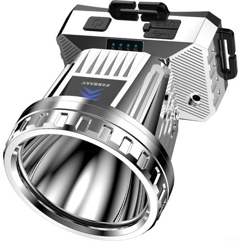 Lampe frontale LED rechargeable 30 W avec plusieurs modes d'éclairage, y compris lumineux faible et stroboscopique pour exploration en plein air (C)