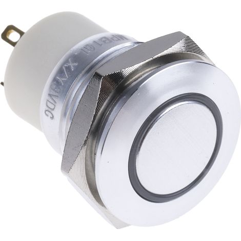 Bouton-poussoir, Verrouillable lumineux, LED Jaune, Unipolaire à une direction, 2 A, Montage panneau (1/4)