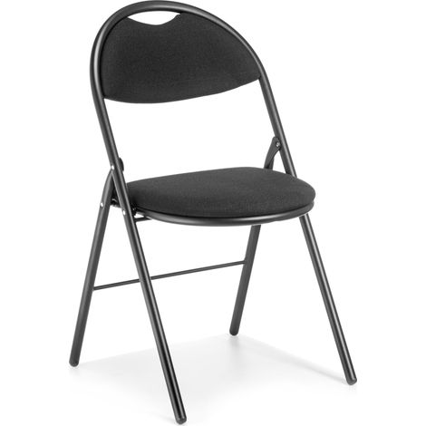 Lot de 2 chaises pliante de Bureau Conférence professionnelle GEO structure noir rembourrée tissue noir