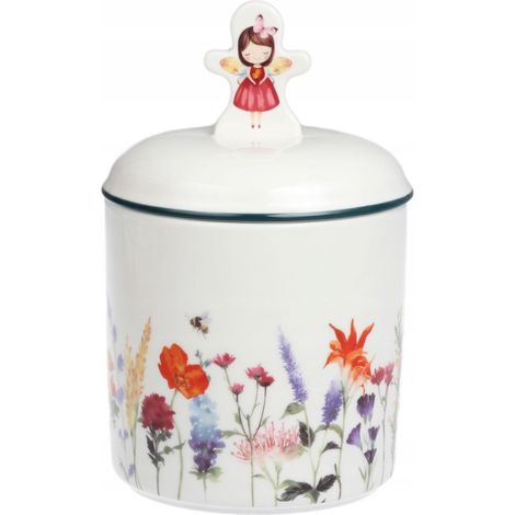 TARRO DE CER脕MICA DE 750 ML CON TAPA MRS. FLOWER (1/5)