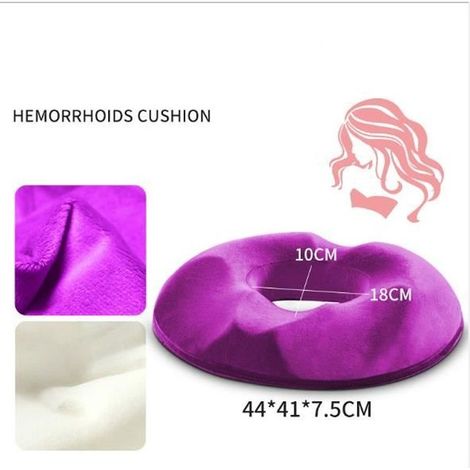 Coussin Bouée - Mousse à Mémoire de Forme - Coussin Anneau - Coussin Donut en Mousse pour, Hémorroïdes, Coccyx, Douleurs, Violet (1/3)