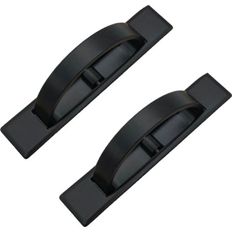 2 Pieces Tatami Recessed Door Handle Concealed Handle for Drawers and Cabinets with Screws Black (1/4)