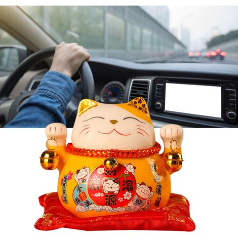 Tirelire Chat Porte-Bonheur 11,5 cm, adorable et raffinée, en céramique, en forme de chat, symbole de chance et de prospérité, pour décorer votre bureau (jaune). (1/5)