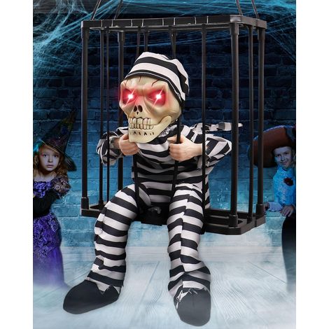 Décorations d'Halloween animées et hurlantes à suspendre, pour l'intérieur et l'extérieur squelette à détecteur de mouvement accessoires de fantômes pour Halloween. (1/5)