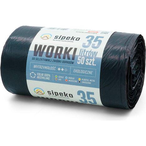 Sacchi per rifiuti da 35 litri in LDPE nero, confezione da 50 pezzi. (1/5)