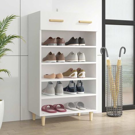 vidaXL Zapatero de madera contrachapada blanco 60x35x105 cm (1/5)