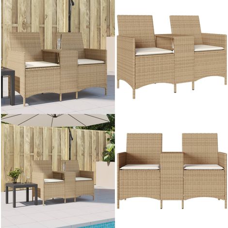 Canapé de jardin 2 places avec table et coussins résine tressée - Canapé De Jardin - Canapé Extérieur - Mobilier De Jardin - Salon De Jardin - Ensemble De Jardin - Home & Living (1/5)