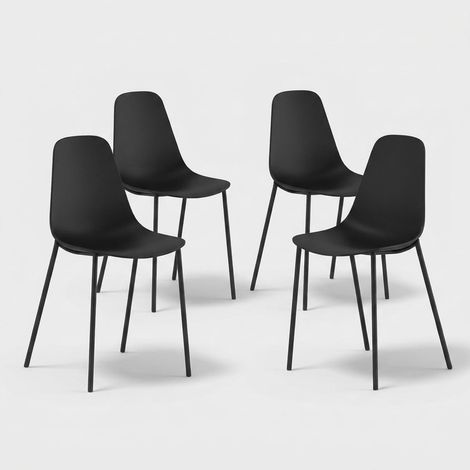 Set 4 sedie design cucina e sala in polipropilene Mira - Nero