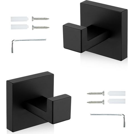 2 Stück Handtuchhaken aus Edelstahl, robuste Kleiderhaken für Badezimmer, modernes und schlichtes Design mit Montagezubehör, ideal für Balkon, Badezimmer und Wohnzimmer (1/5)
